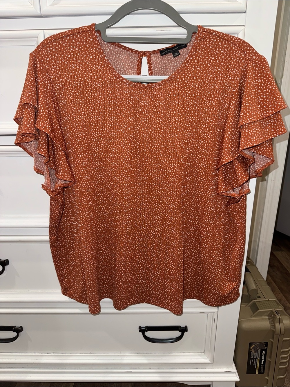 Rust Orange Ruffle Sleeve Blouse